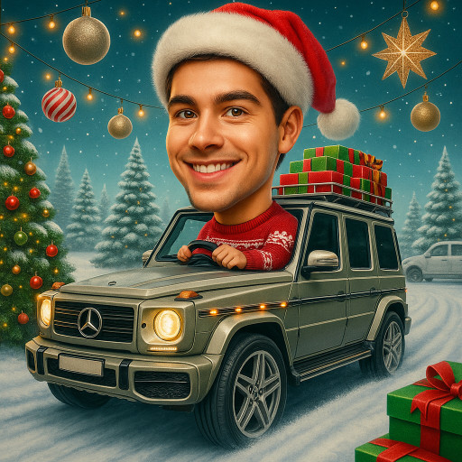 Создание новогоднего AI-шаржа онлайн за секунды